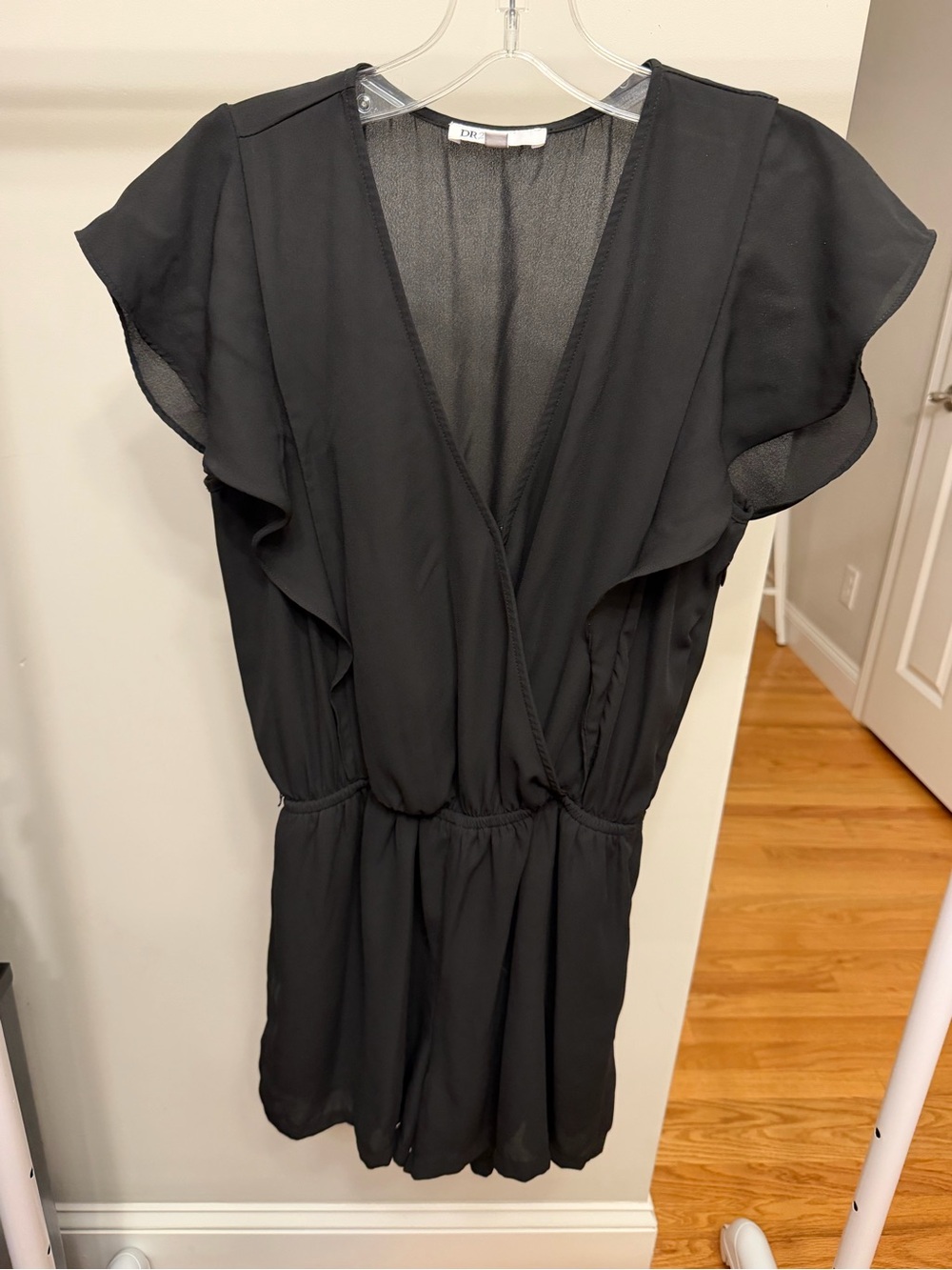DR2 Black Chiffon Flutter Romper